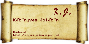 Könyves Jolán névjegykártya