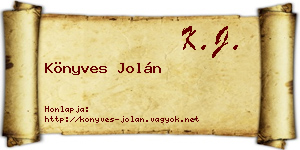Könyves Jolán névjegykártya